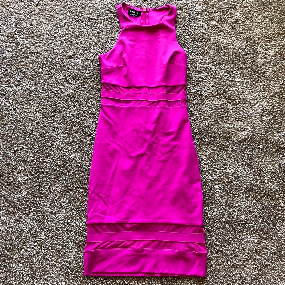 Vibrant Pink bebe Bodycon Dress